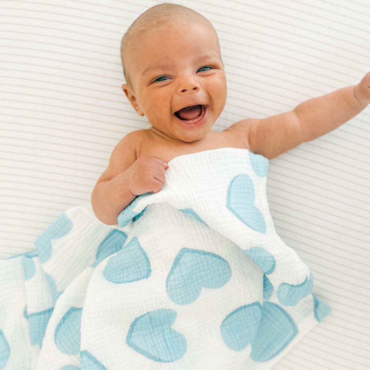 Hearts Muslin Blue