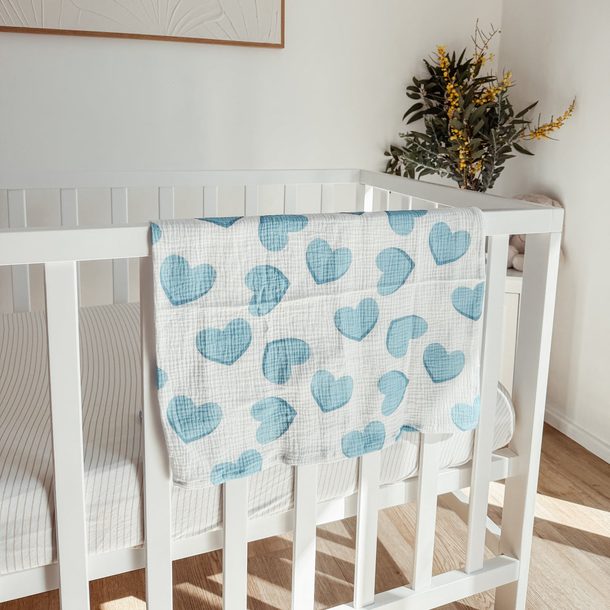 Hearts Muslin Blue